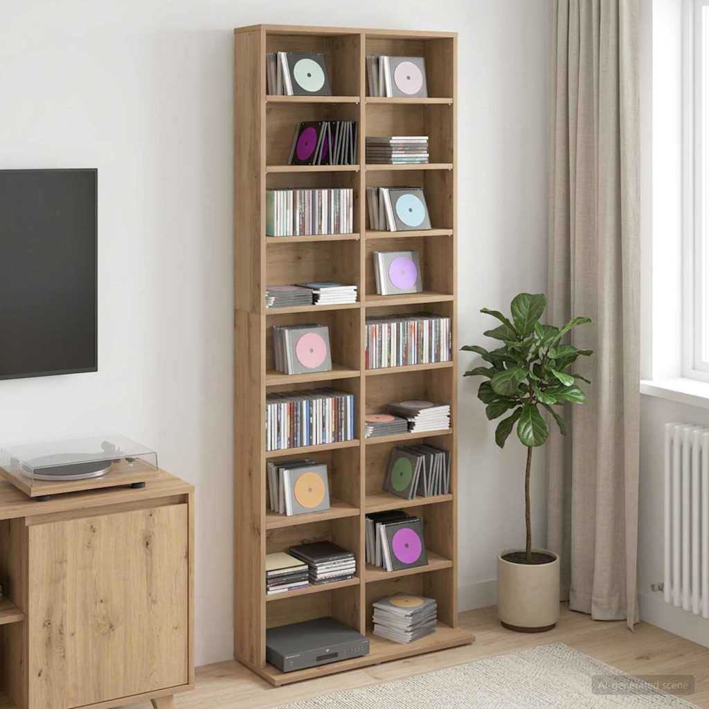 CD Regal Artisan-Eiche 65 x 23,5 x 175 cm Holzwerkstoff