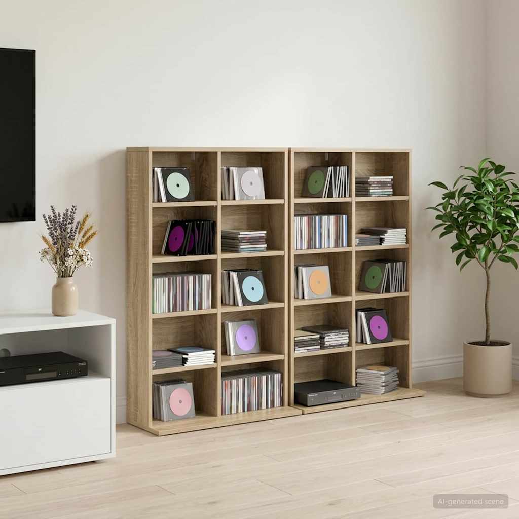 CD Regal 2 Stk. Sonoma-Eiche 65 x 23,5 x 97,5 cm Holzwerkstoff
