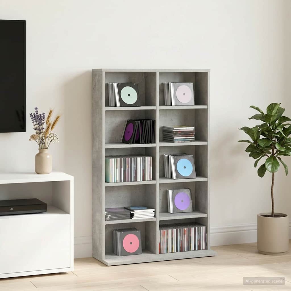 CD Regal Betongrau 65 x 23,5 x 97,5 cm Holzwerkstoff