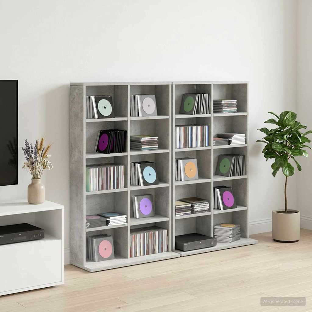 CD Regal 2 Stk. Betongrau 65 x 23,5 x 97,5 cm Holzwerkstoff