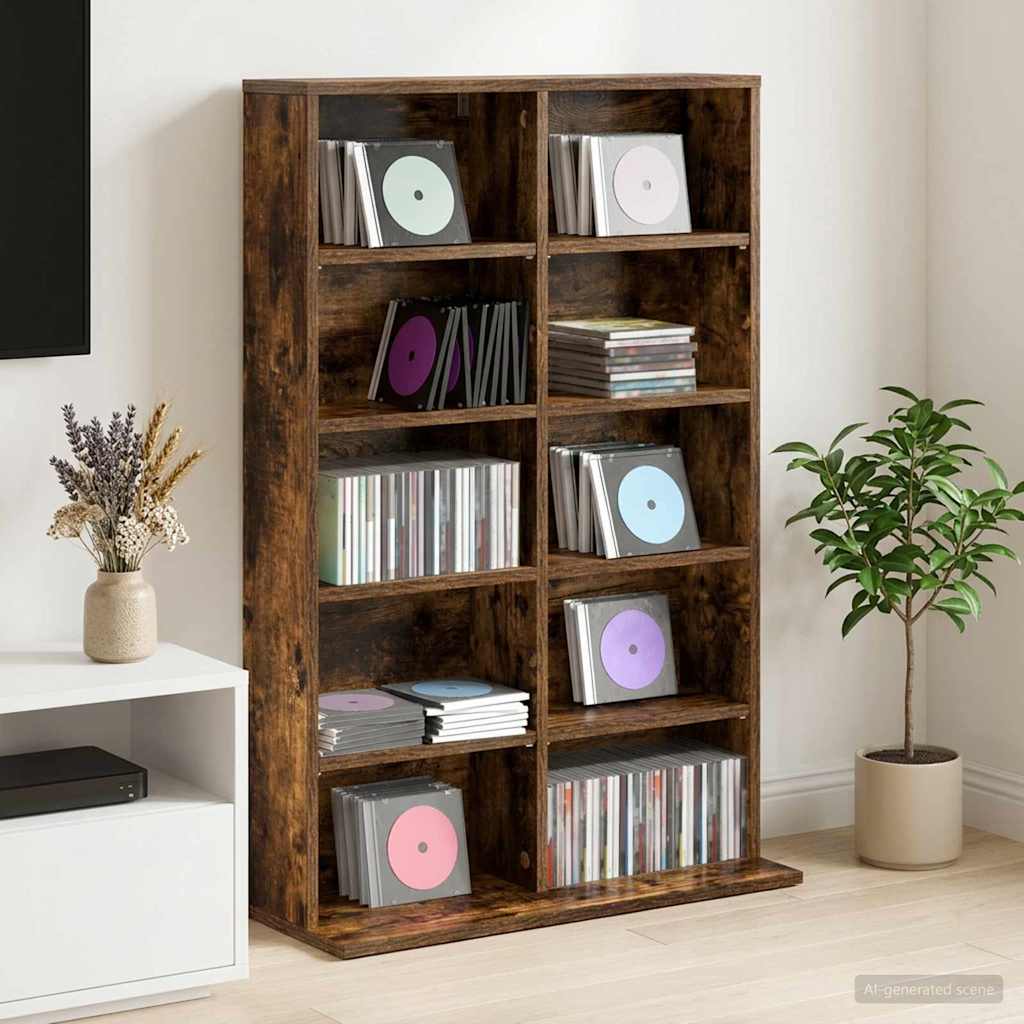 CD Regal Raucheiche 65 x 23,5 x 97,5 cm Holzwerkstoff
