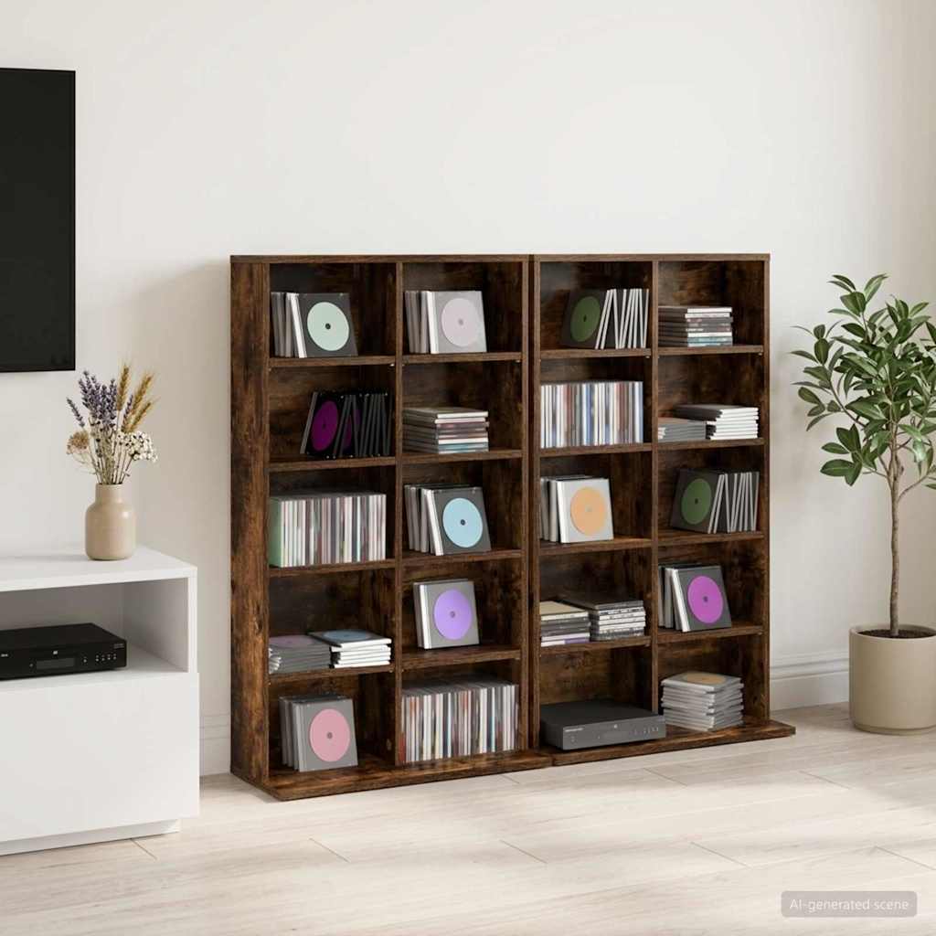 CD Regal 2 Stk. Raucheiche 65 x 23,5 x 97,5 cm Holzwerkstoff