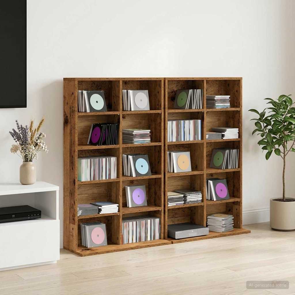 CD Regal 2 Stk. Altholz 65 x 23,5 x 97,5 cm Holzwerkstoff