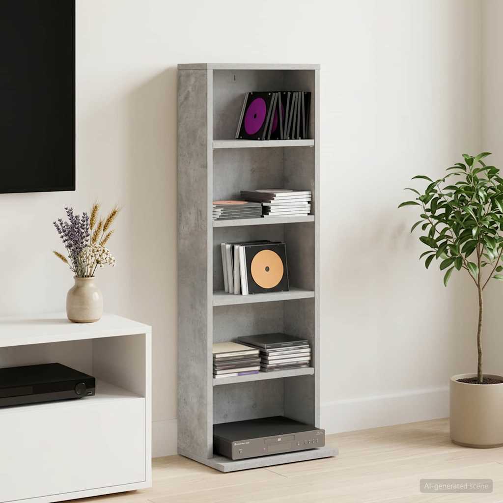 CD Regal Betongrau 33 x 23,5 x 97,5 cm Holzwerkstoff