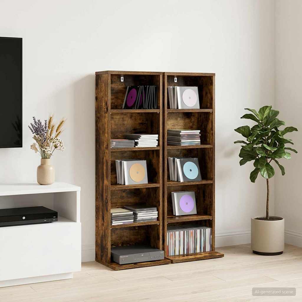 CD Regal 2 Stk. Raucheiche 33 x 23,5 x 97,5 cm Holzwerkstoff
