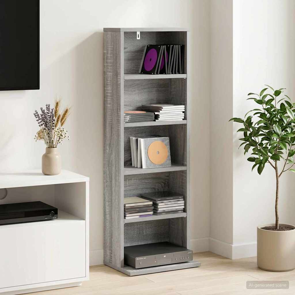 CD Regal Sonoma-Grau 33 x 23,5 x 97,5 cm Holzwerkstoff