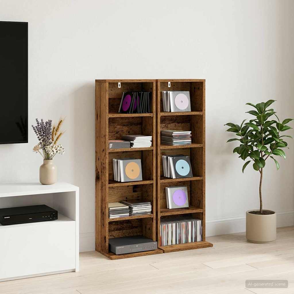 CD Regal 2 Stk. Altholz 33 x 23,5 x 97,5 cm Holzwerkstoff