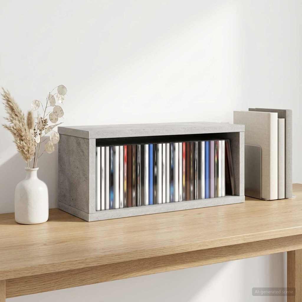 CD Aufbewahrungsregal Betongrau 40 x 17 x 17 cm Holzwerkstoff