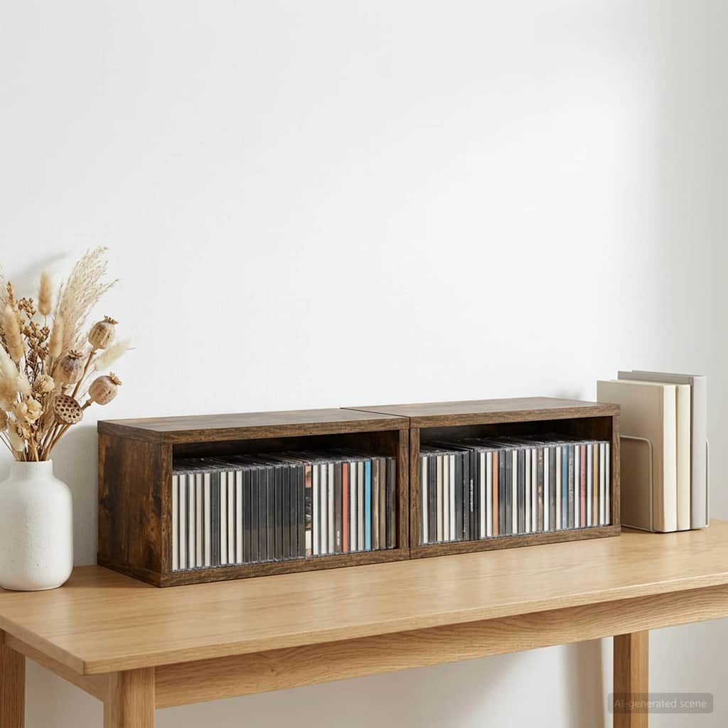 CD Aufbewahrungsregal 2 Stk. Raucheiche 40 x 17 x 17 cm