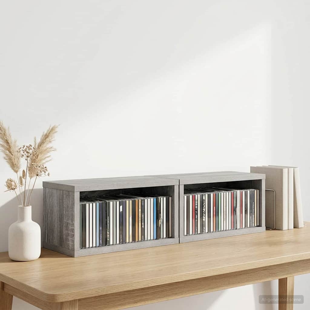 CD Aufbewahrungsregal 2 Stk. Sonoma-Grau 40 x 17 x 17 cm