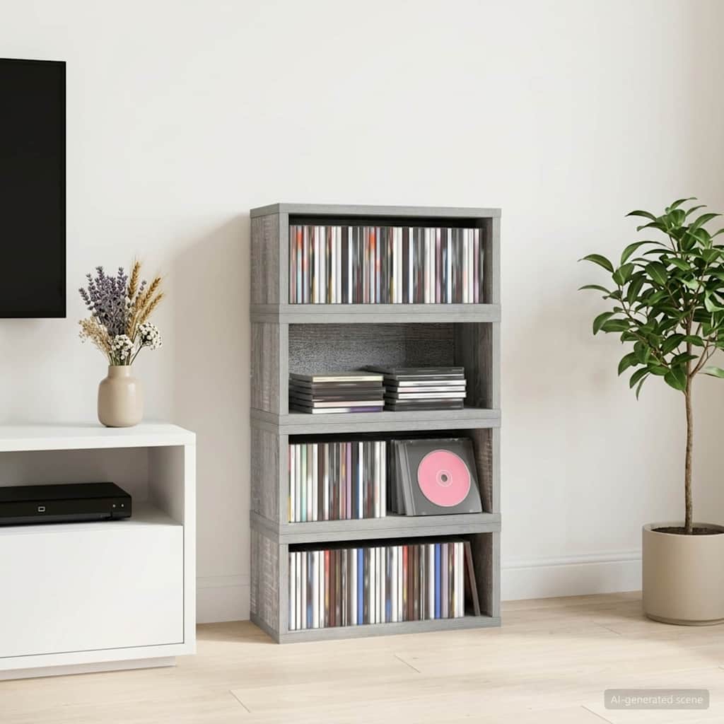 CD Aufbewahrungsregal 4 Stk. Sonoma-Grau 40 x 17 x 17 cm