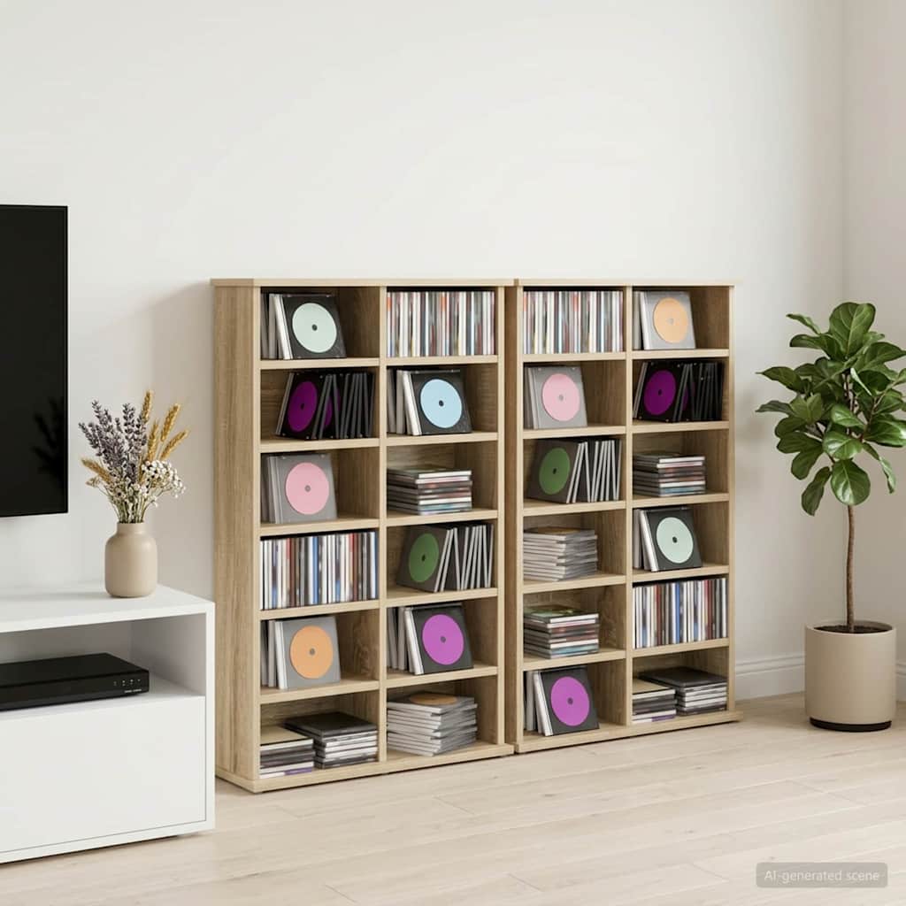 CD Regal 2 Stk. Sonoma-Eiche 60 x 17 x 92 cm Holzwerkstoff