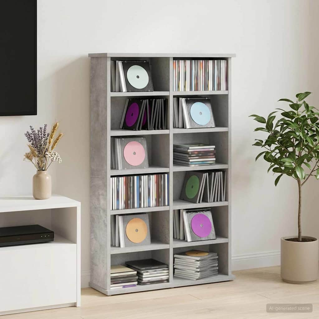 CD Regal Betongrau 60 x 17 x 92 cm Holzwerkstoff
