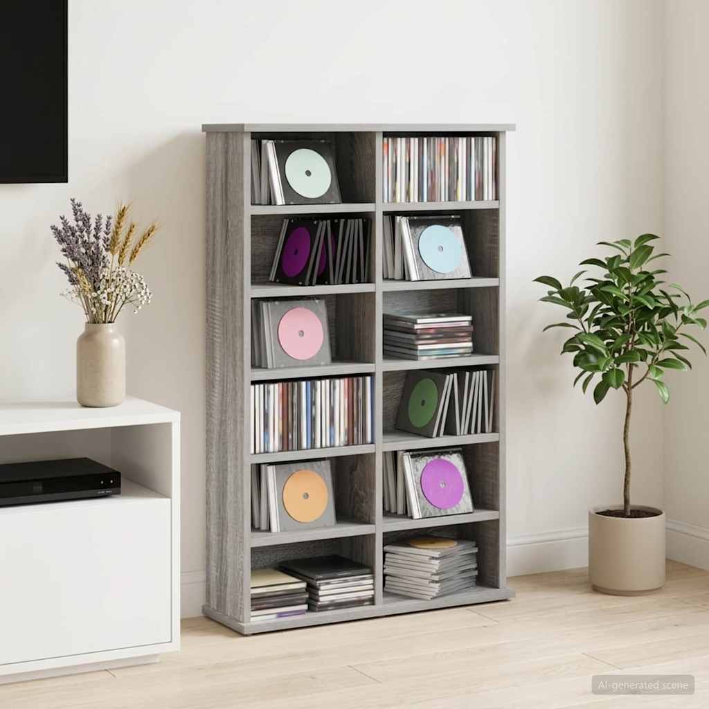 CD Regal Sonoma-Grau 60 x 17 x 92 cm Holzwerkstoff