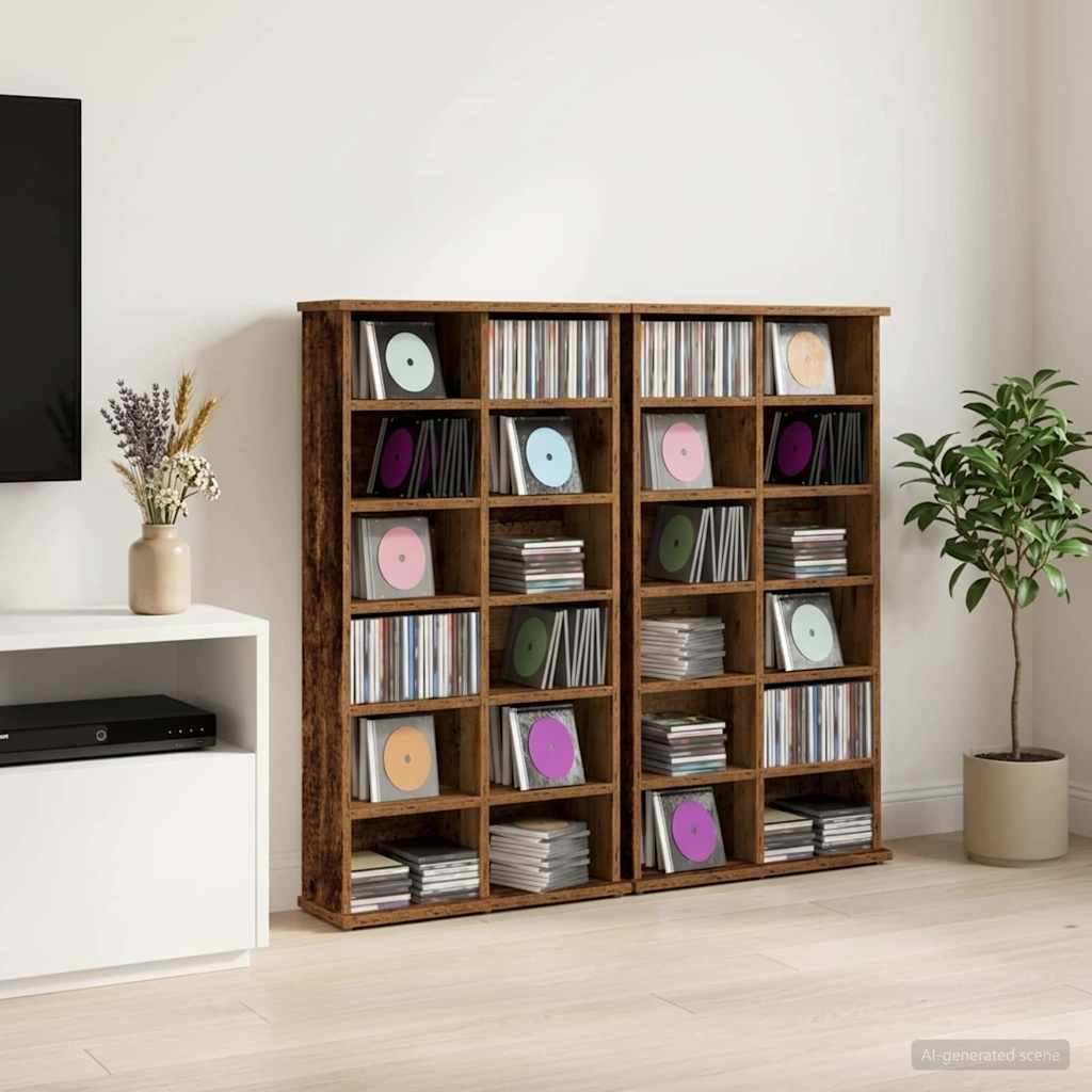 CD Regal 2 Stk. Altholz 60 x 17 x 92 cm Holzwerkstoff