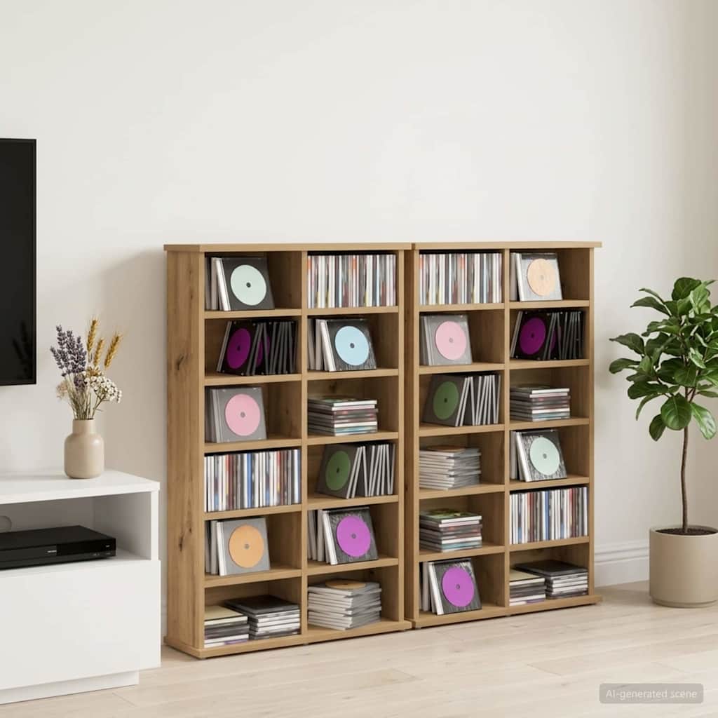 CD Regal 2 Stk. Artisan-Eiche 60 x 17 x 92 cm Holzwerkstoff
