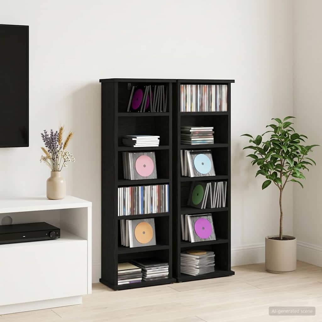 CD Regal 2 Stk. Schwarz Eichen-Optik 60 x 17 x 92 cm