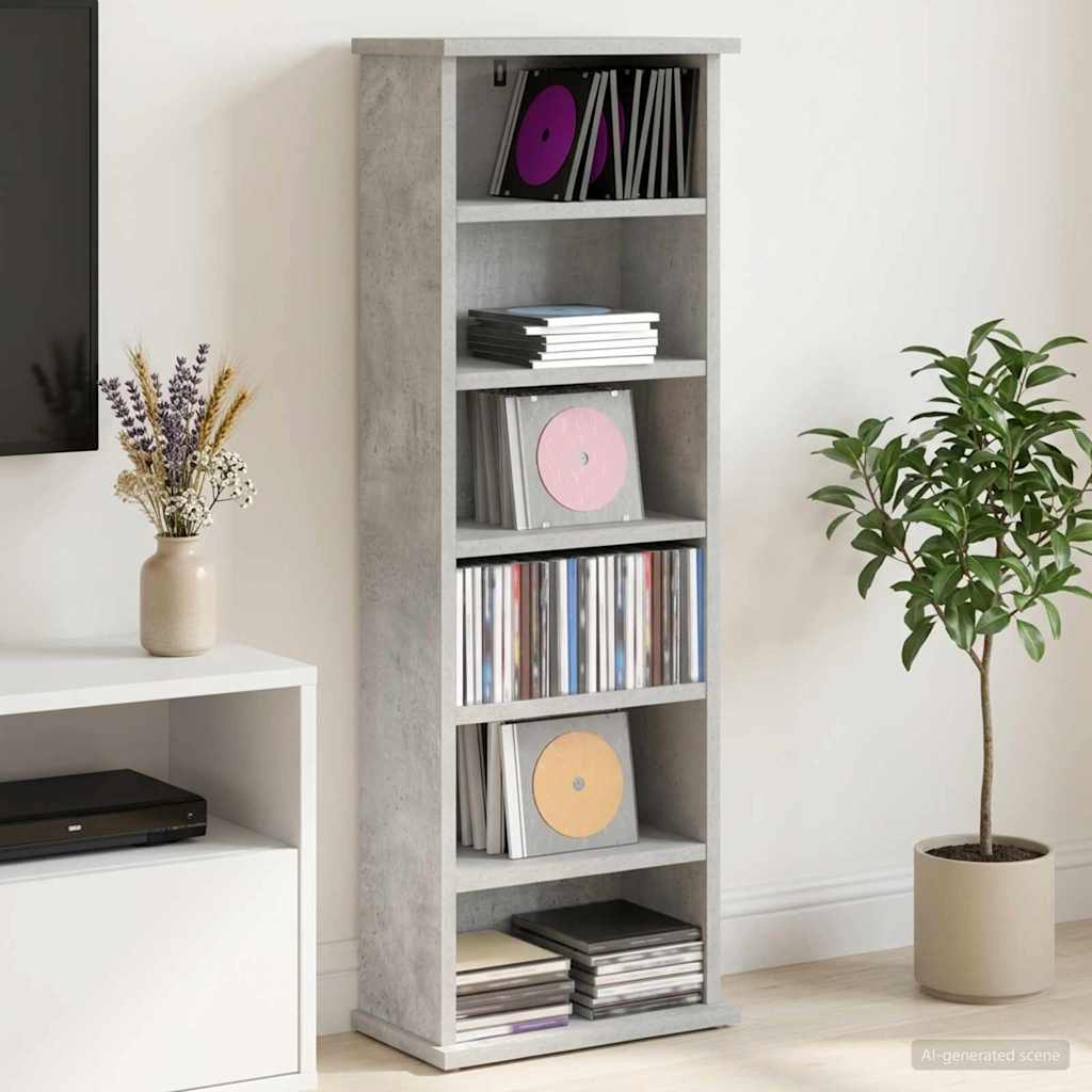 CD Regal Betongrau 60 x 17 x 92 cm Holzwerkstoff