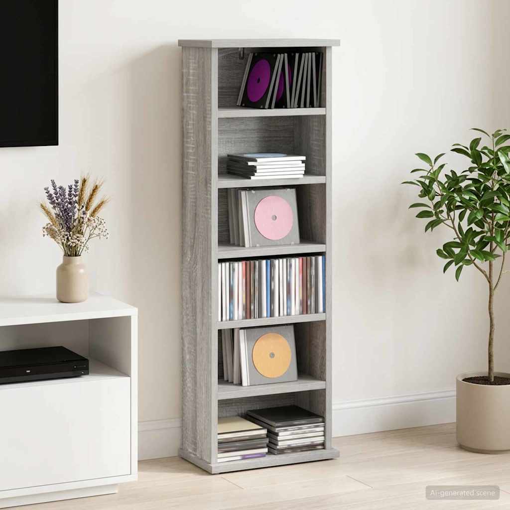 CD Regal Sonoma-Grau 60 x 17 x 92 cm Holzwerkstoff