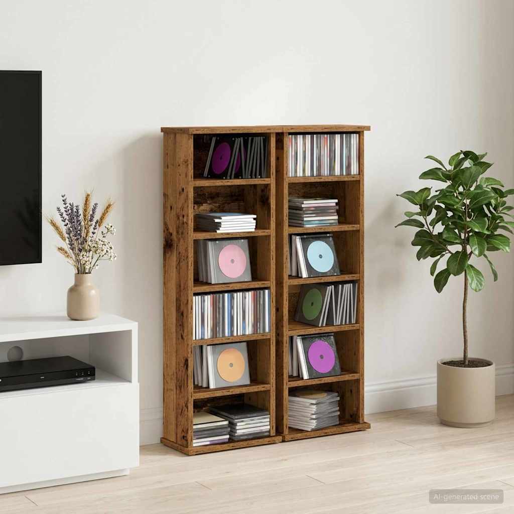 CD Regal 2 Stk. Altholz 60 x 17 x 92 cm Holzwerkstoff