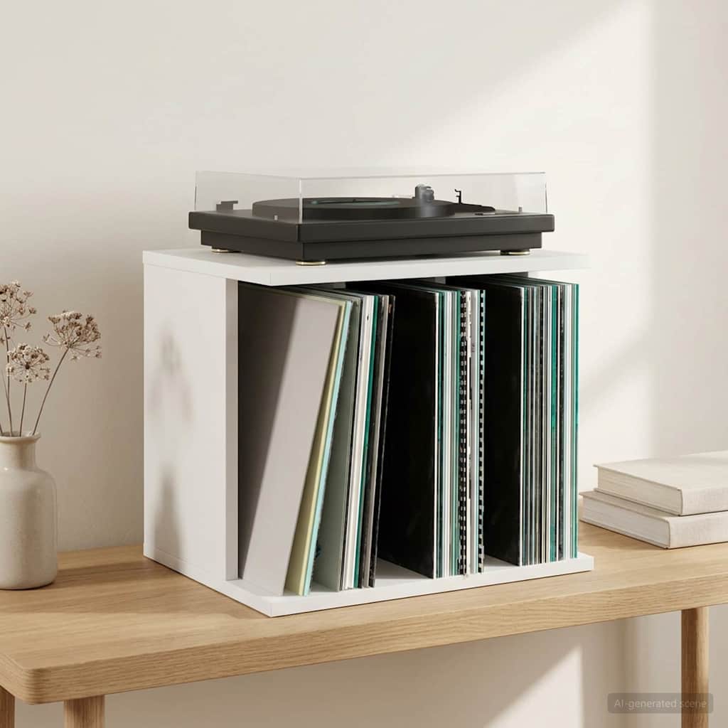 Vinyl Plattenaufbewahrung Weiß 42 x 33 x 36 cm Holzwerkstoff