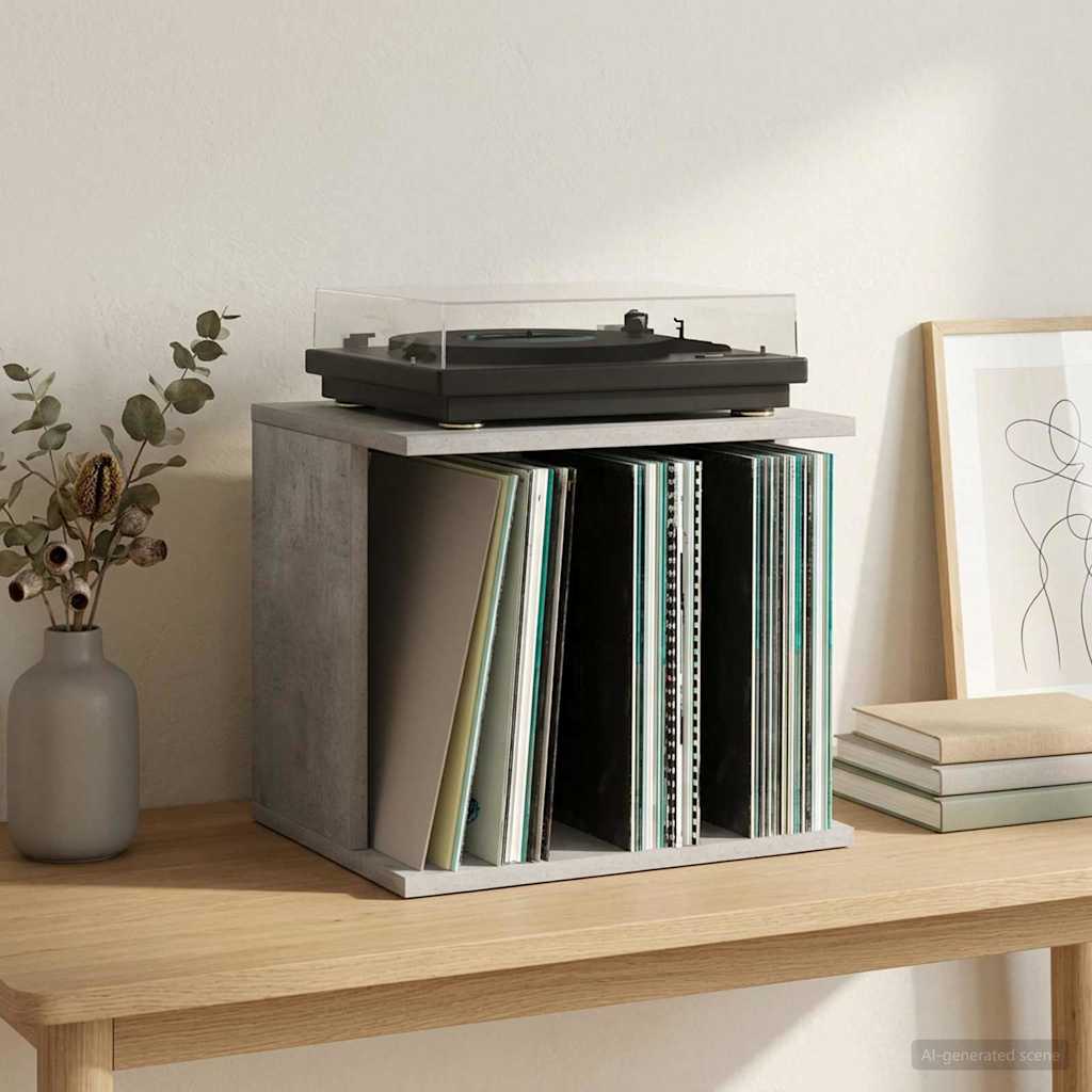 Vinyl Plattenaufbewahrung Betongrau 42 x 33 x 36 cm