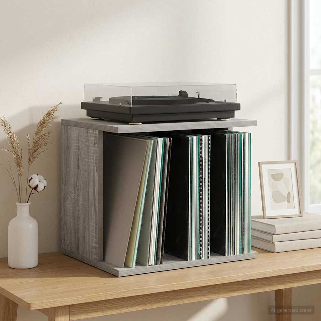 Vinyl Plattenaufbewahrung Sonoma-Grau 42 x 33 x 36 cm