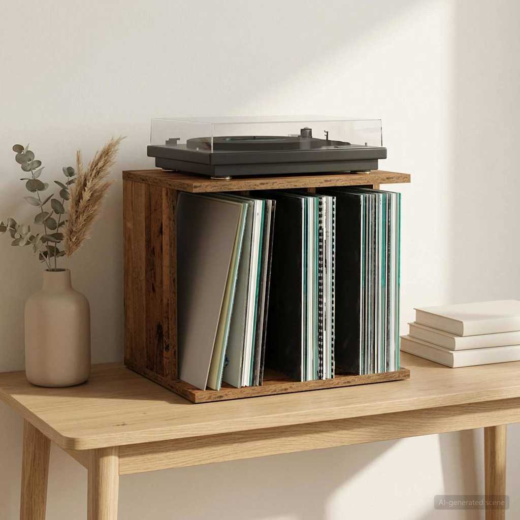 Vinyl Plattenaufbewahrung Altholz 42 x 33 x 36 cm Holzwerkstoff