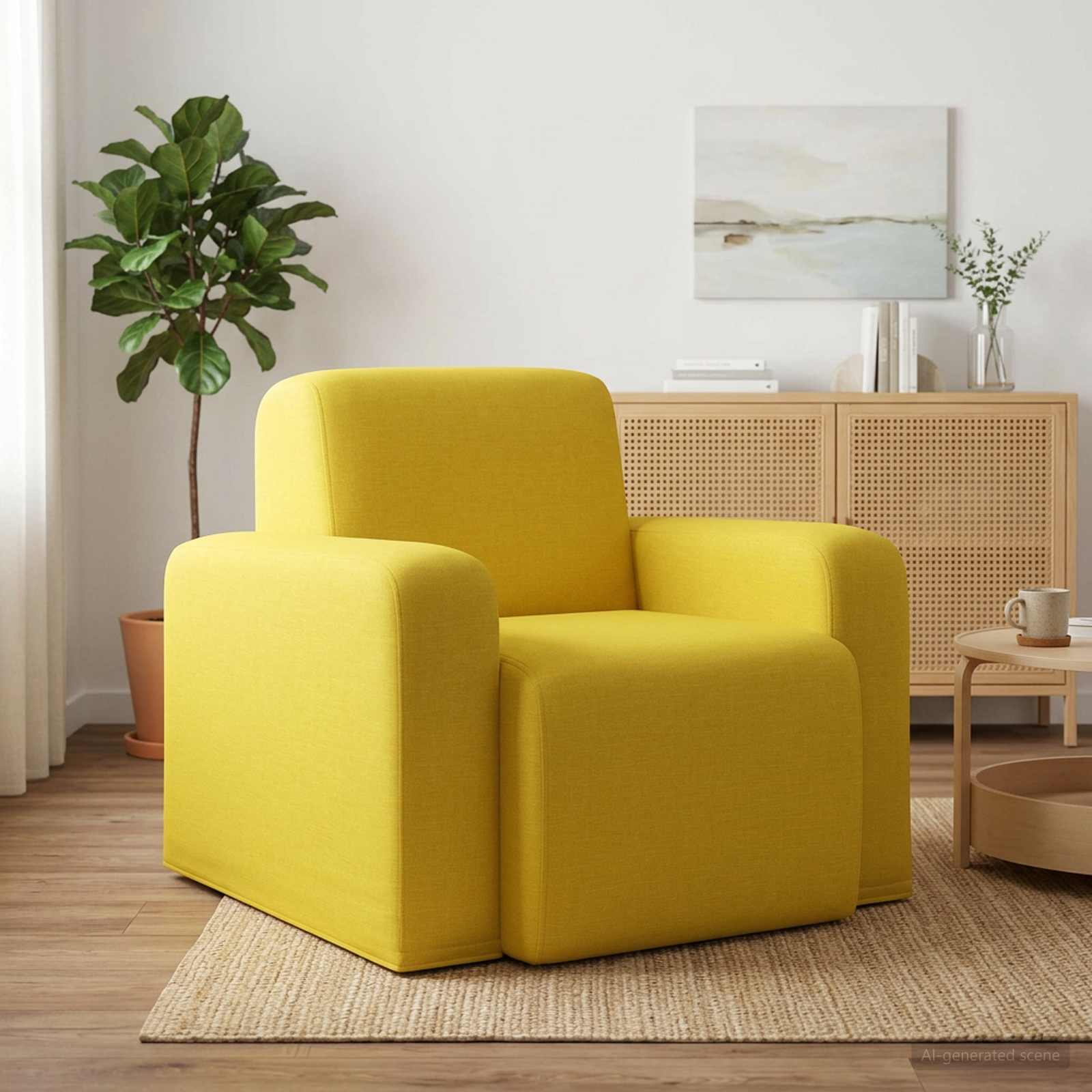 Sessel Helles Gelb Stoff