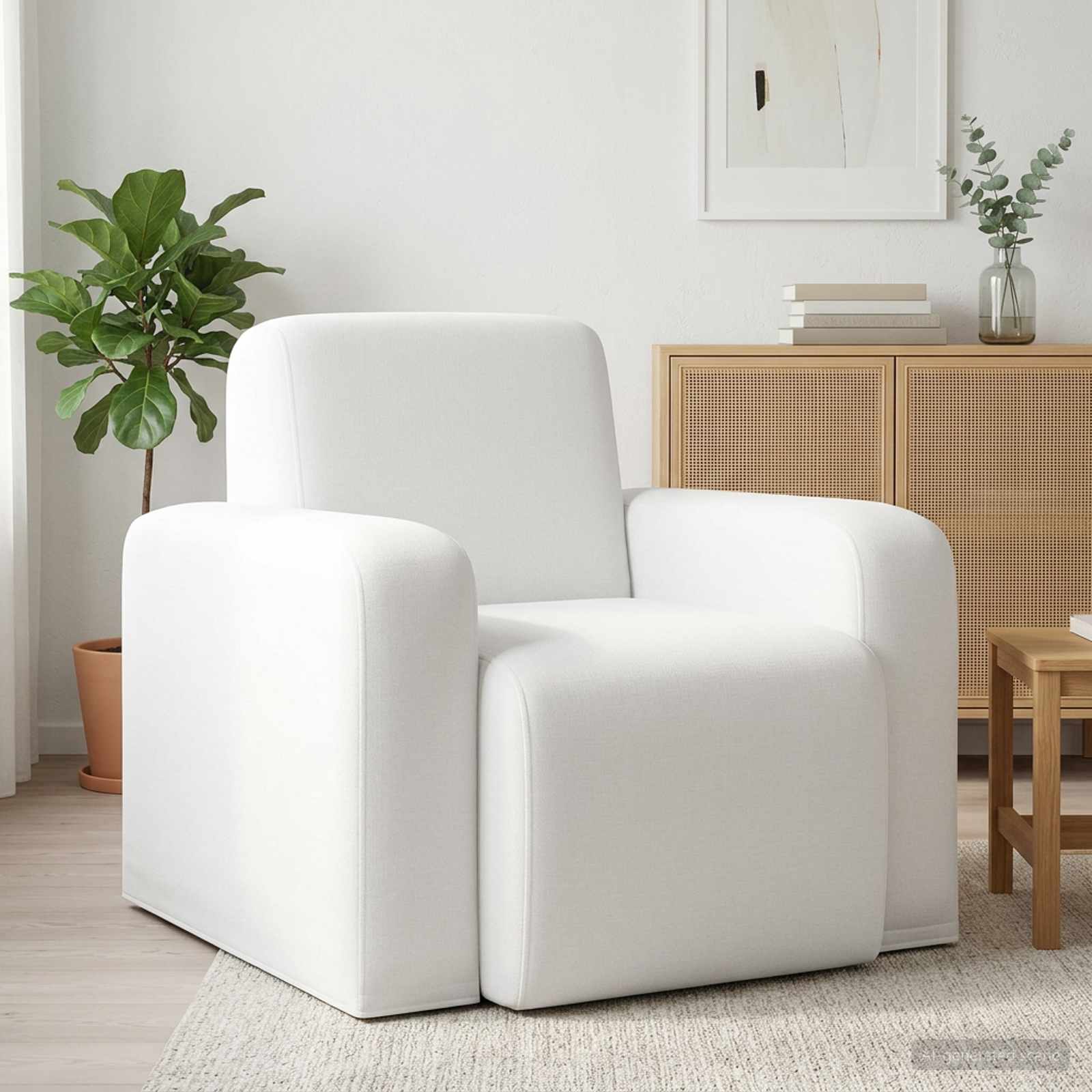 Sessel Weiß Stoff