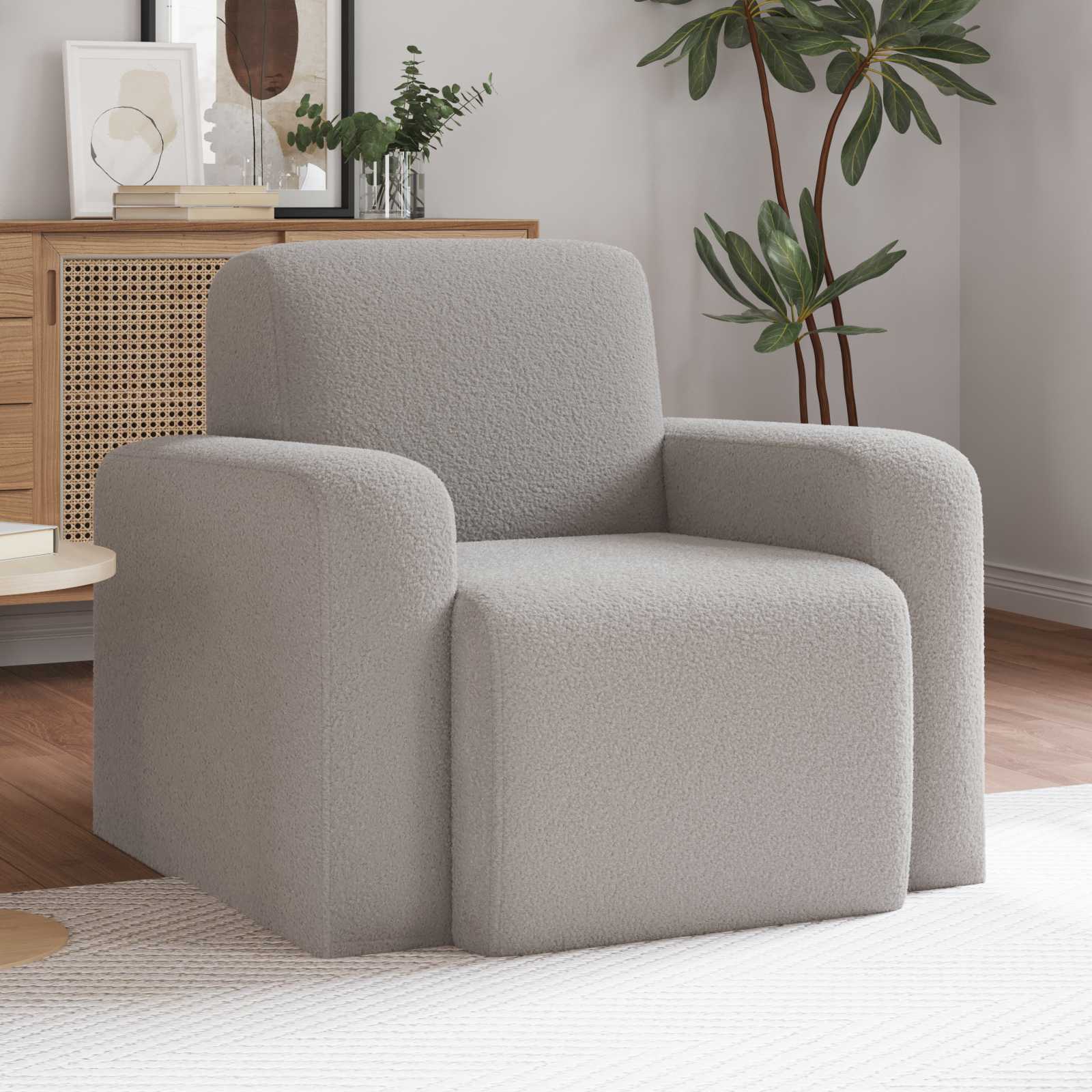 Sessel Hellgrau Bouclé