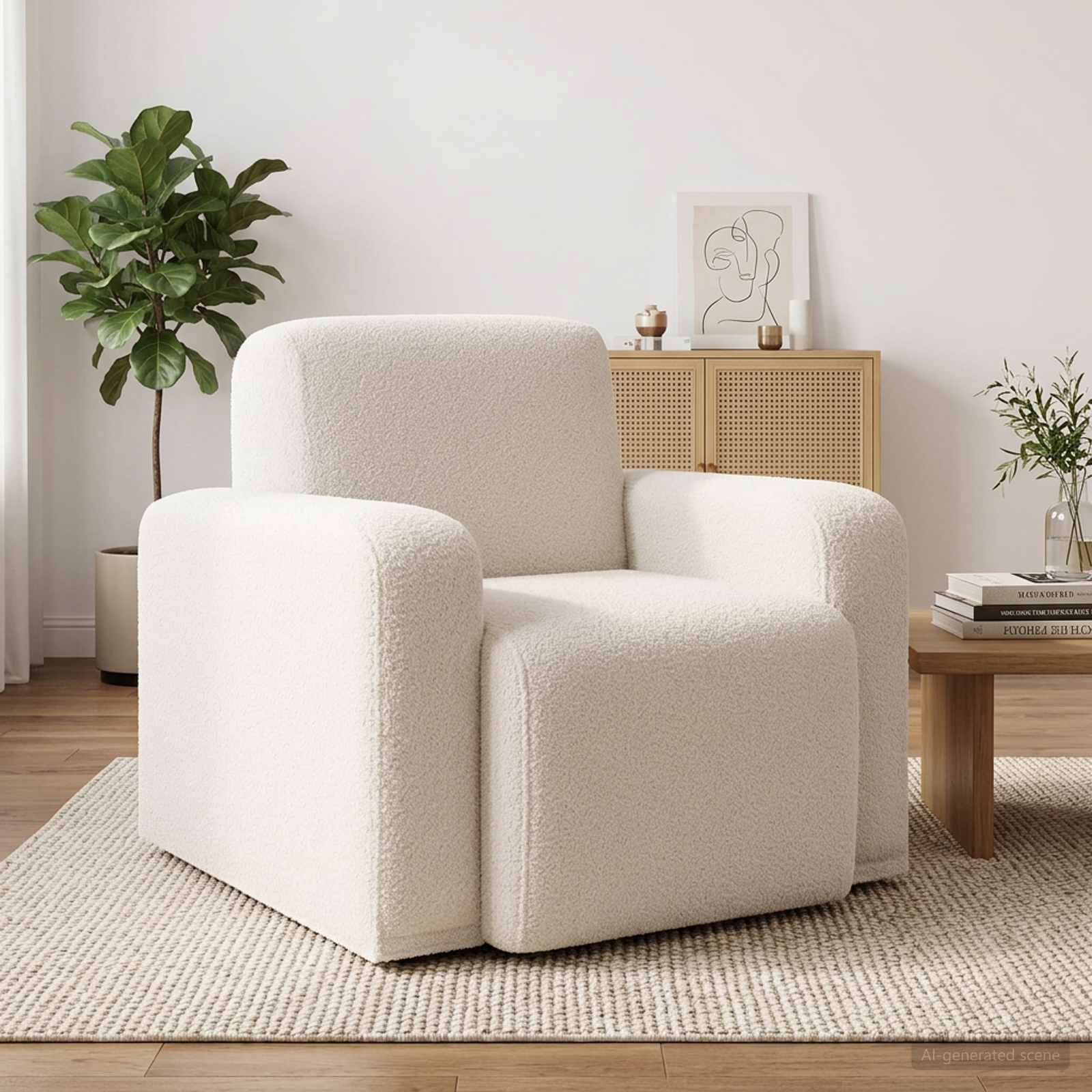 Sessel Creme Bouclé