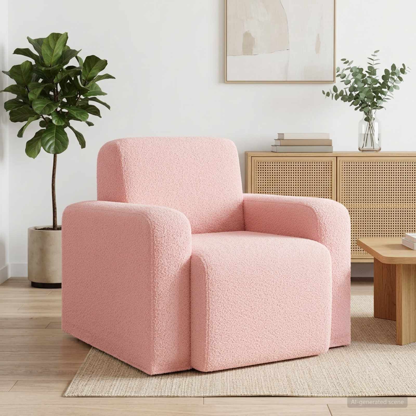 Sessel Rosa Bouclé