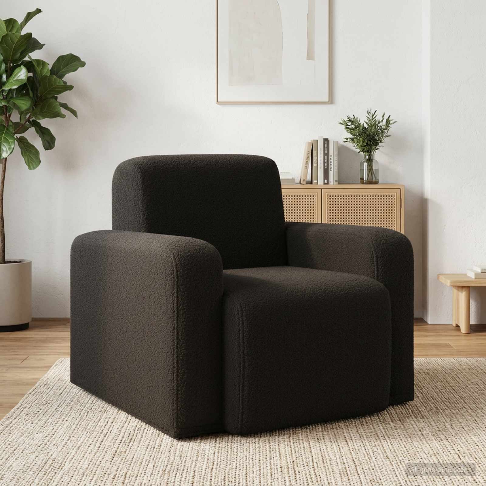 Sessel Schwarz Bouclé