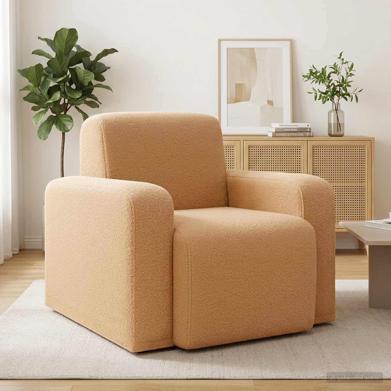 Sessel Beige Bouclé