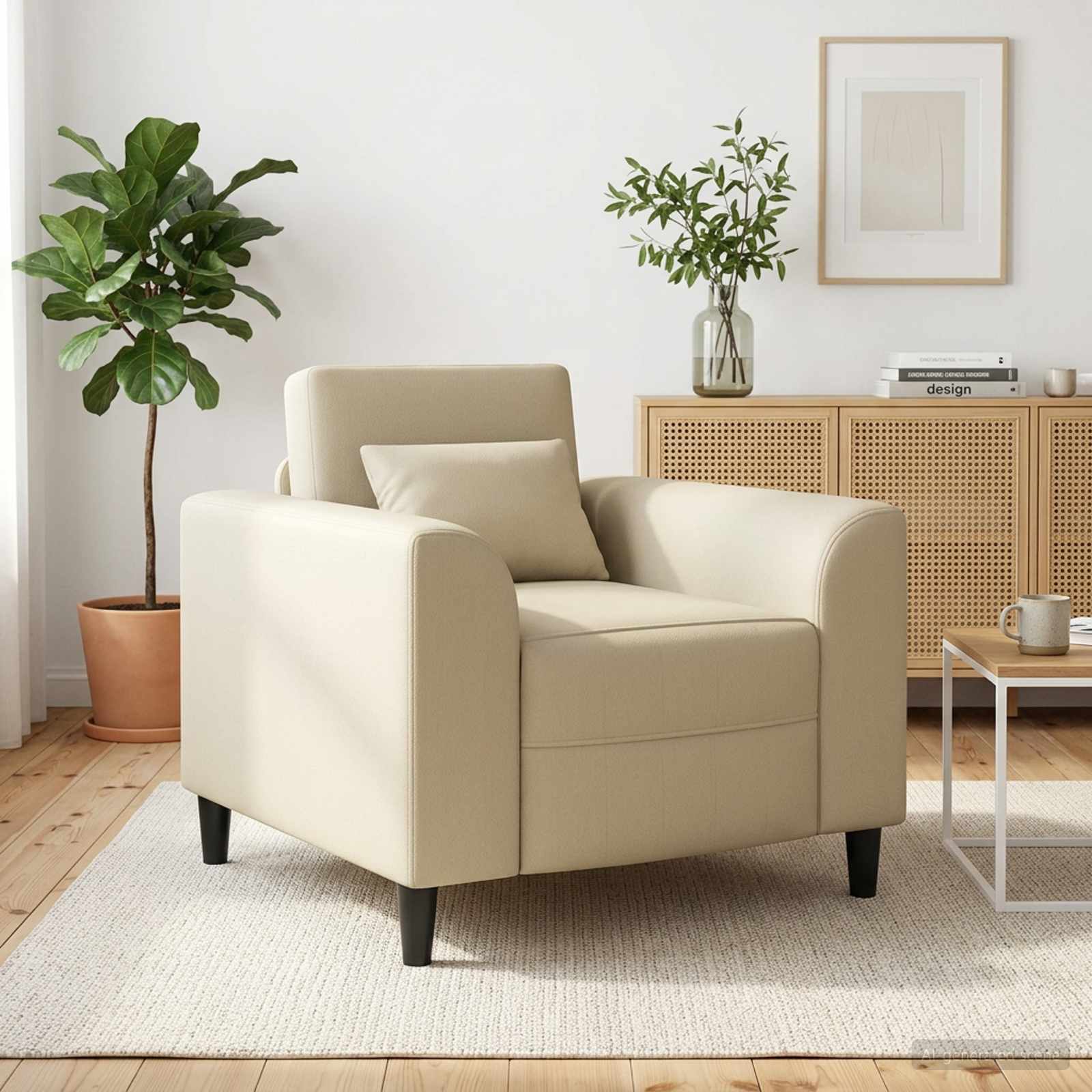 Sessel Creme Kunstleder