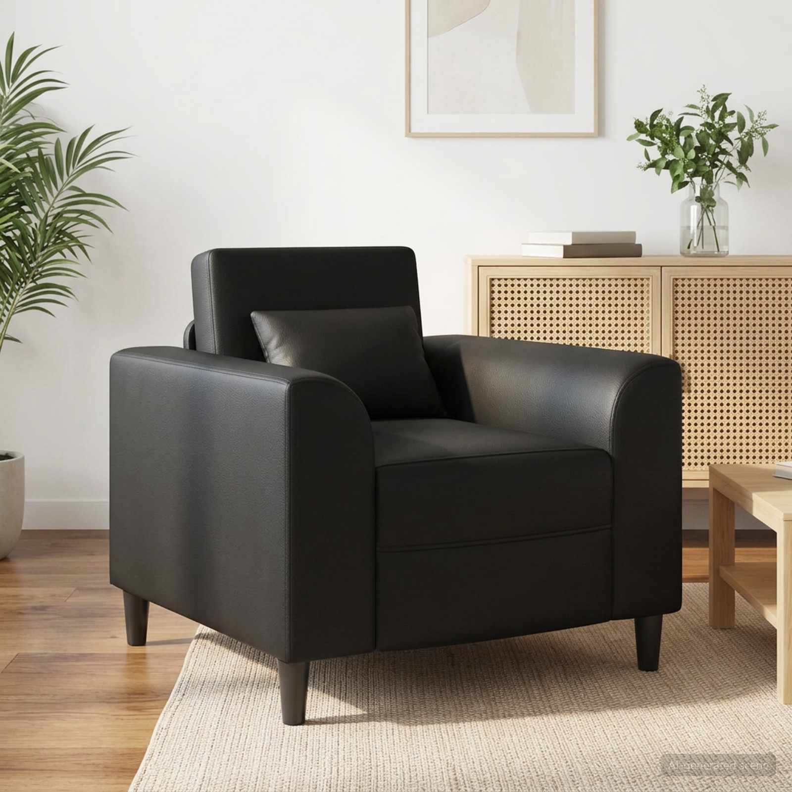 Sessel Schwarz Kunstleder