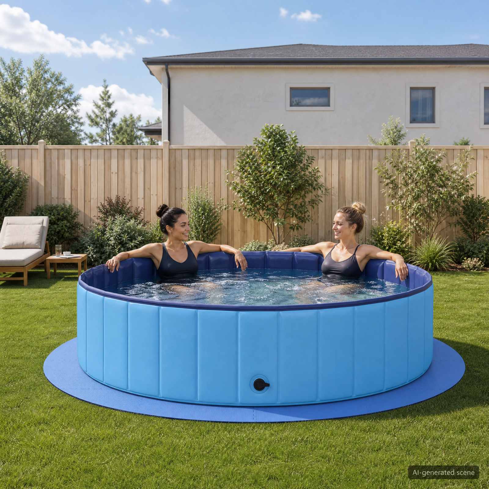 Pool Bodenschutzmatte 16 stk. Ø 235 cm Rund EVA-Schaum Blau
