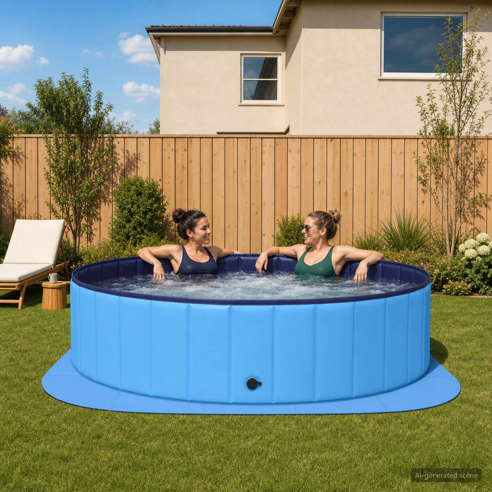 Pool Bodenschutzmatte 25 stk. Ø 292 cm Rund EVA-Schaum Blau
