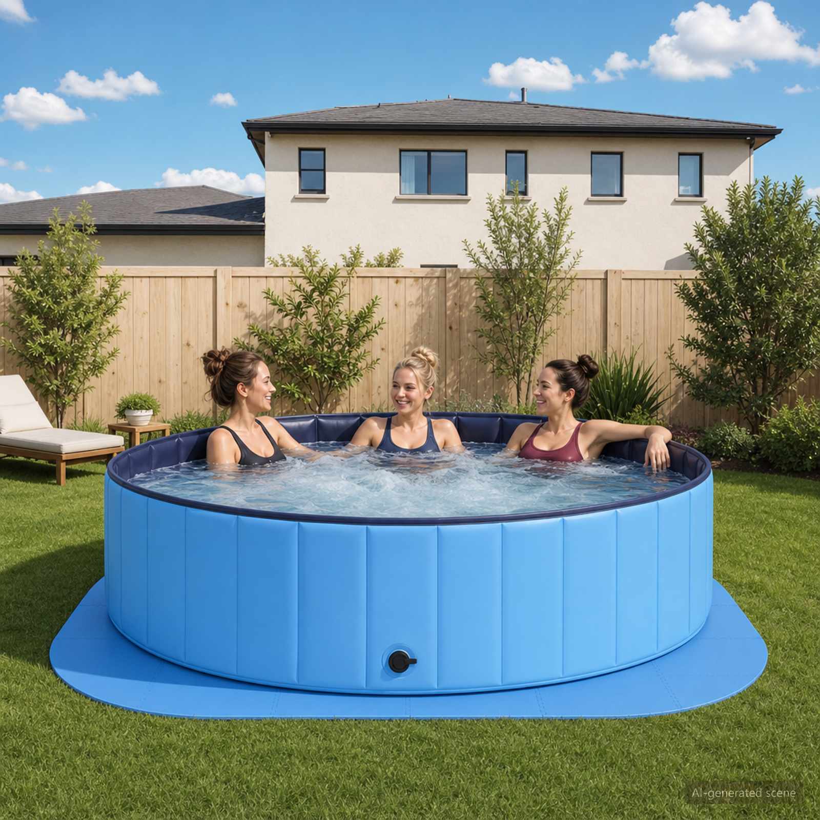 Pool Bodenschutzmatte 36 stk. Ø 350 cm Rund EVA-Schaum Blau