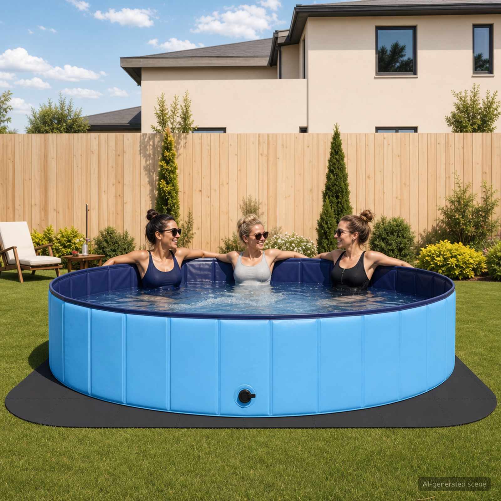 Pool Bodenschutzmatte 49 stk. Ø 408 cm Rund EVA-Schaum Schwarz