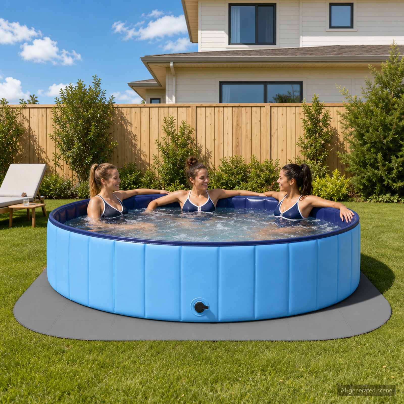 Pool Bodenschutzmatte 49 stk. Ø 408 cm Rund EVA-Schaum Grau