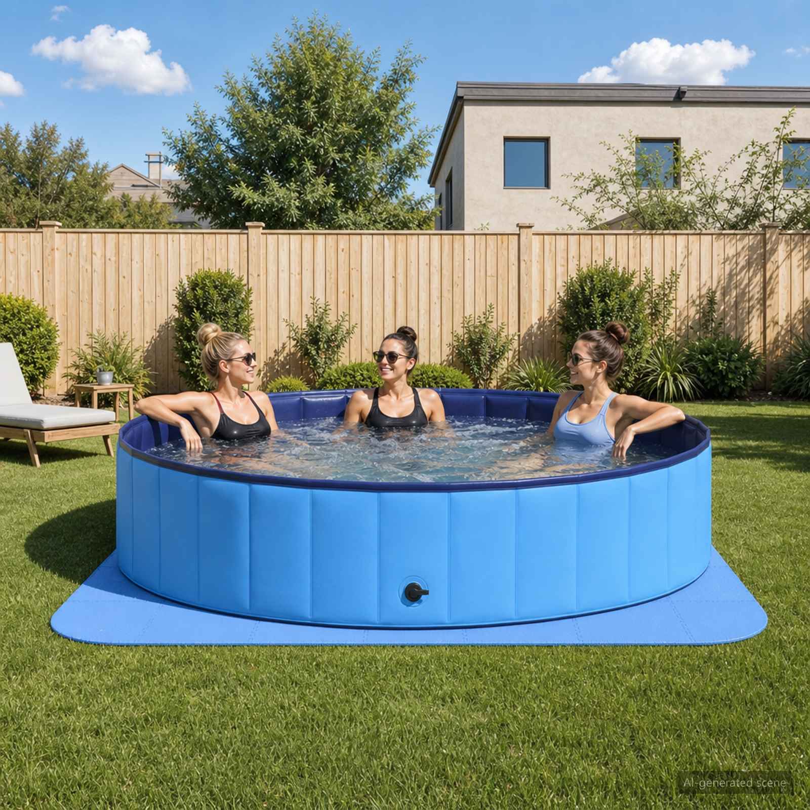 Pool Bodenschutzmatte 49 stk. Ø 408 cm Rund EVA-Schaum Blau