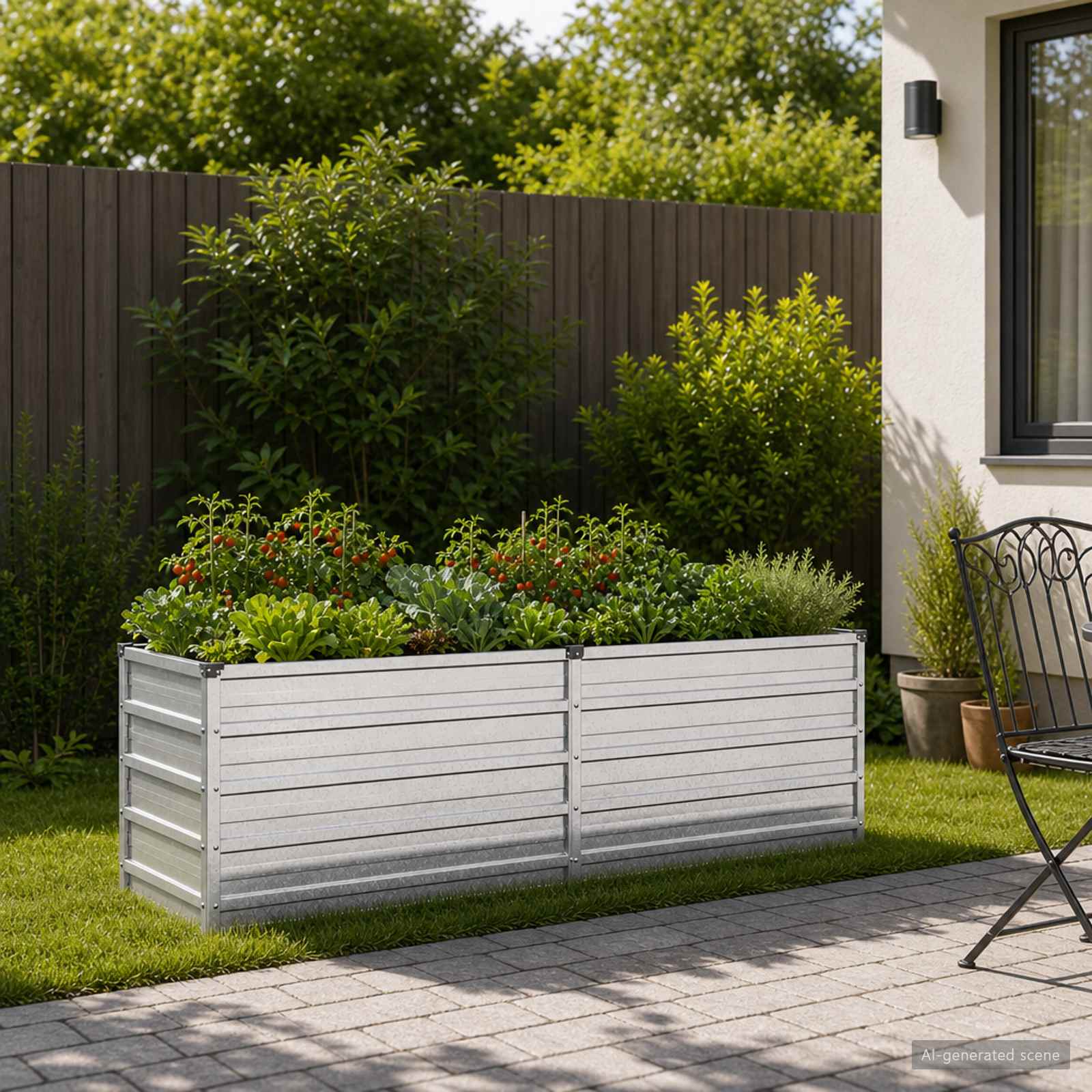 Hochbeet im Garten Silber 160 x 40 x 55 cm verzinkt