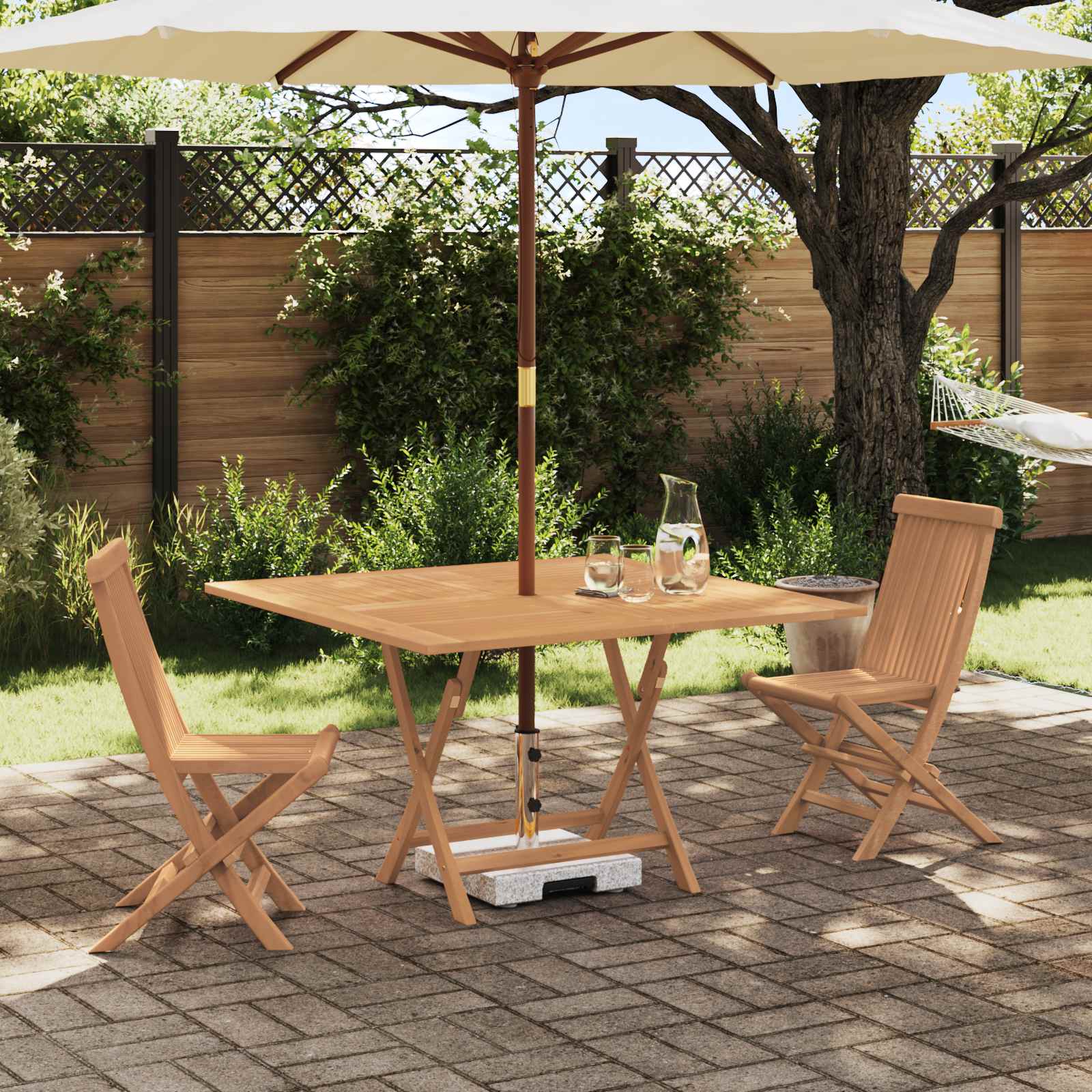 Garten Bistro Set 3 stk. Natur Massivholz Teak