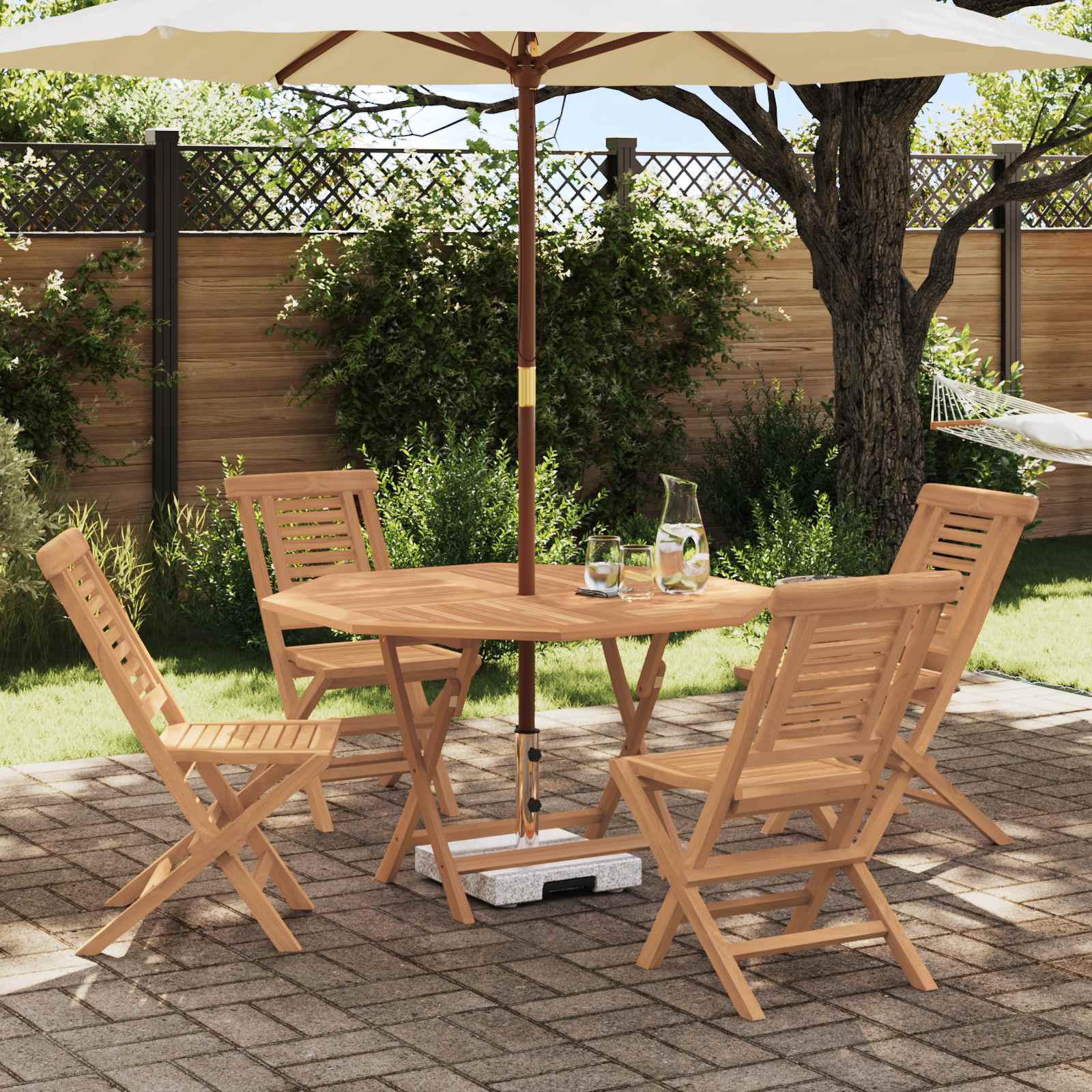 Gartenset 5 stk. Braun Massivholz Teak