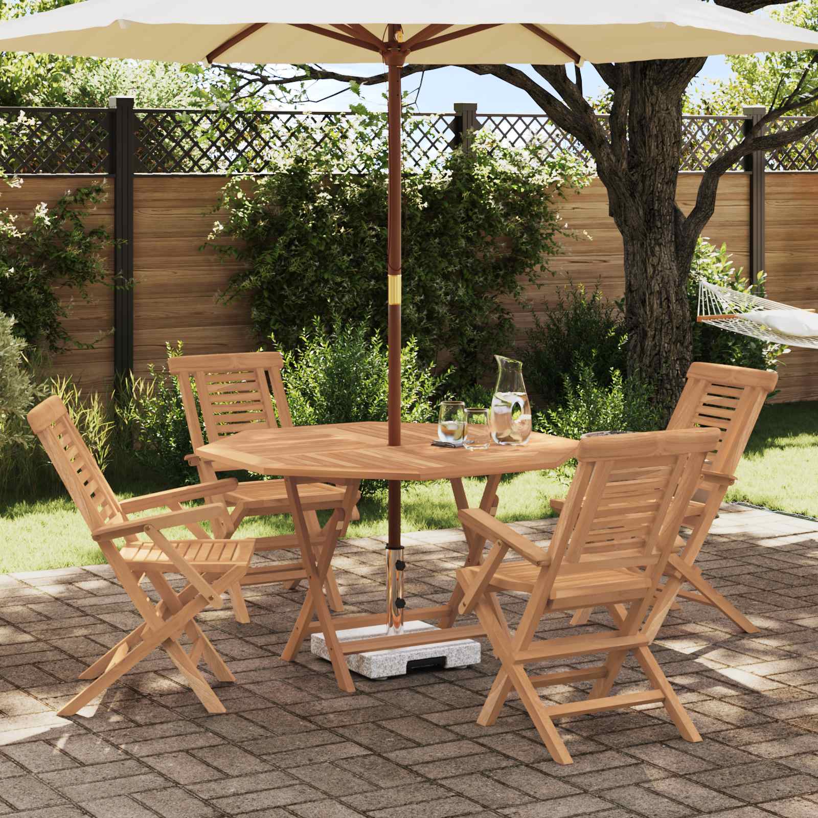 Gartenset 5 stk. Braun Massivholz Teak