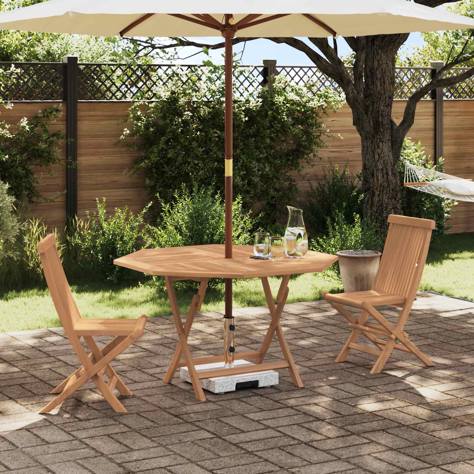 Garten Bistro Set 3 stk. Natur Massivholz Teak