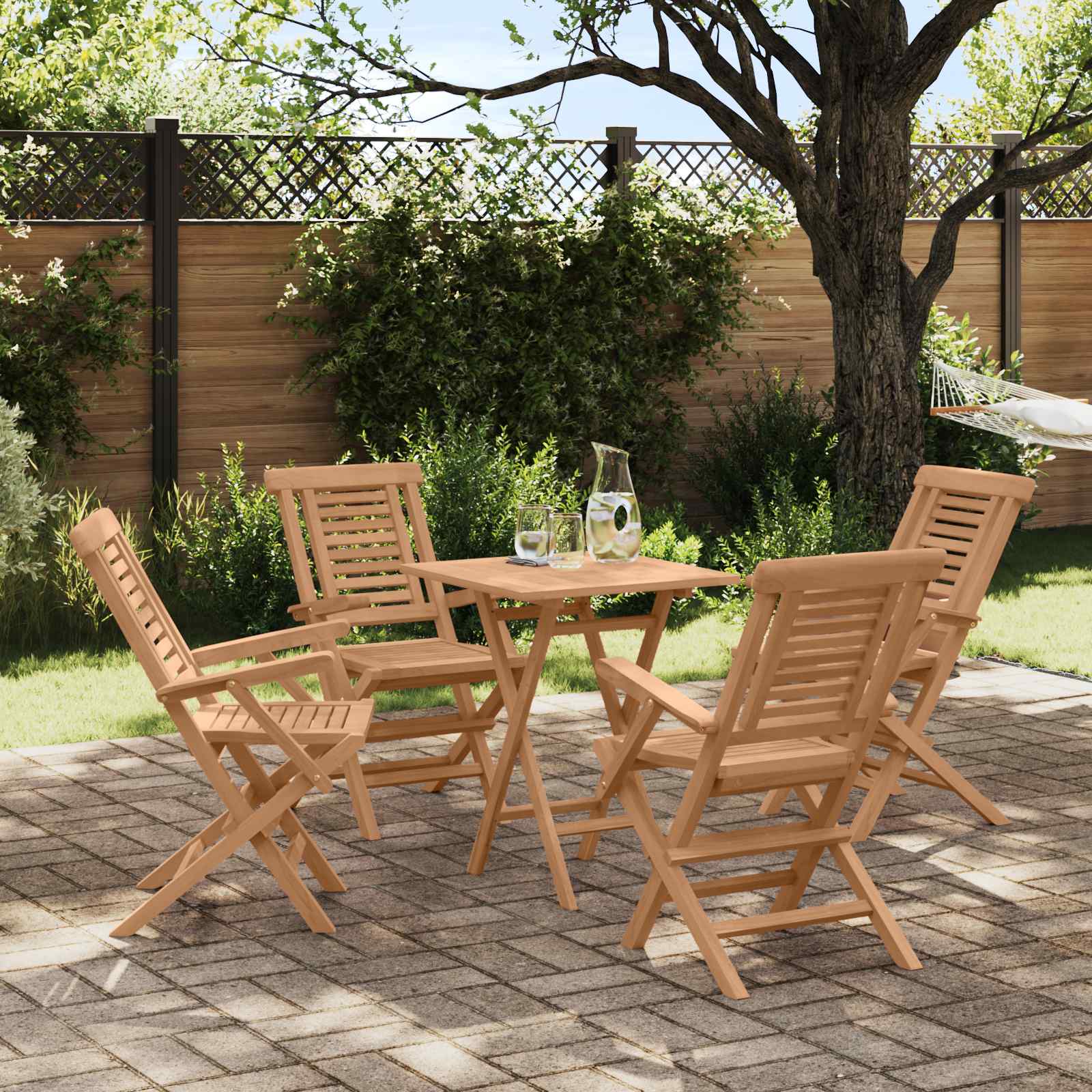 Gartenset 3 stk. Braun Massivholz Teak