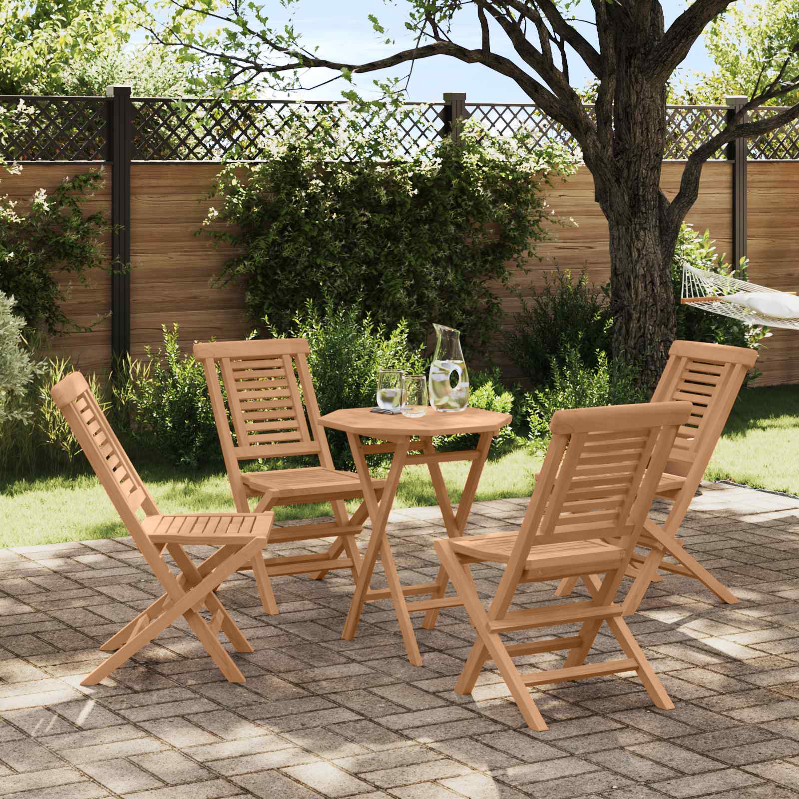 Gartenset 3 stk. Braun Massivholz Teak